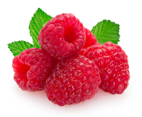 Fresh raspberry on white background