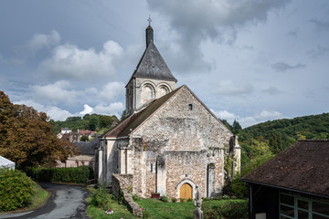 Fototapeta na wymiar Romanesque Church of Saint-Laurent-et-Notre-Dame of Gargilesse-Dampierre, Indre, France