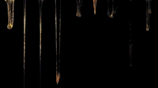 Colored mucus flowing from top to bottom on the dark background