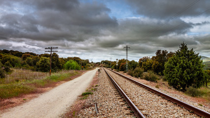 Fototapeta na wymiar Camino de Santigo, vías de tren (Colmenar Viejo)