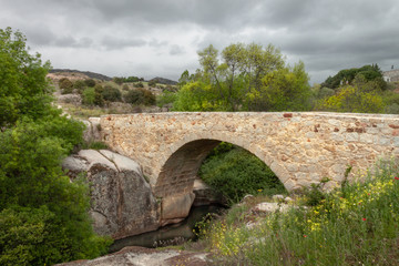 Fototapeta na wymiar Camino de Santiago, puente medieval (río Manzanares)