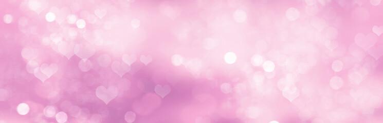 Abstract illustration with blurred hearts on pink background