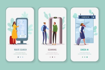 Passengers people cartoon vertical banners