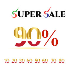 Super Sale 90% Label Vector Template Design Illustration