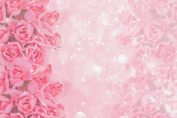 Pink roses oil painting background. 