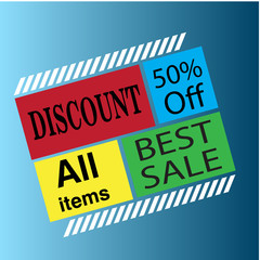 Discount 50% Off All Item Best Sale Label Vector Template Design Illustration