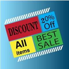 Discount 20% Off All Item Best Sale Label Vector Template Design Illustration