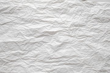 White crumpled paper close up texture background