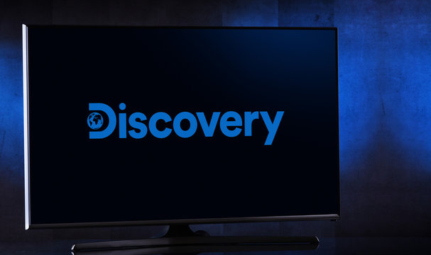 Flat-screen TV Set Displaying Logo Of Discovery Channel