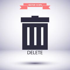 Trash vector icon , lorem ipsum Flat design