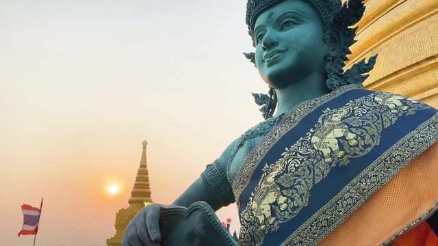 Sunset at Wat Saket temple in Bangkok city, Thailand. 