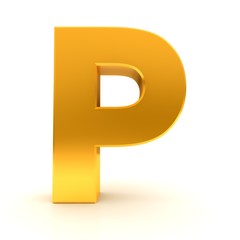 P letter 3d gold sign capital character text font
