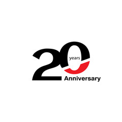 Obraz premium 20 Years Anniversary Celebration Black and Red Vector Template Design Illustration