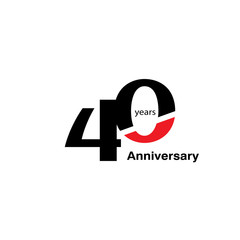 40 Years Anniversary Celebration Black and Red Vector Template Design Illustration