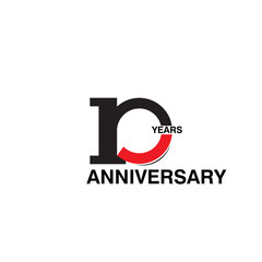 10 Years Anniversary Celebration Black and Red Vector Template Design Illustration