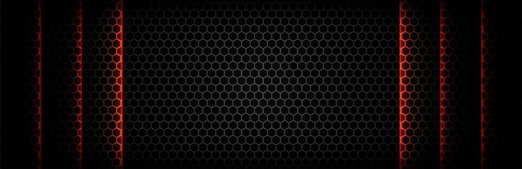 black with hexagonal mesh texture with light effect - obrazy, fototapety, plakaty