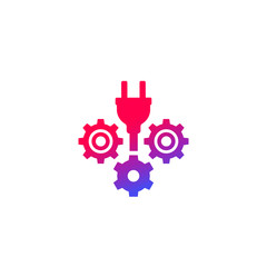 Obraz premium electric plug with gears icon