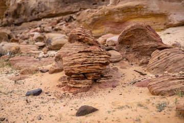 Geological rock strata (outcrops) at the ancient oasis ﻿﻿of Al Ula, Saudi Arabia