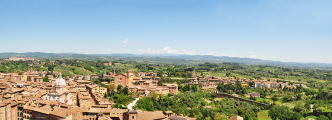 Aereal panorama of old town in Tuscany, Italy