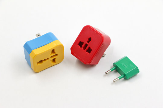 Colorful multi plugs (Multi-plugs) on white background