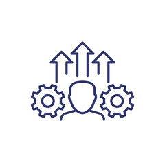 employee growth, staff development line icon