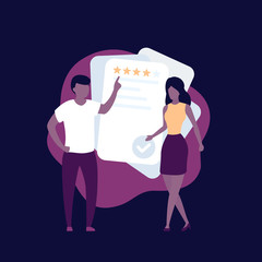 feedback and review, illustration with people