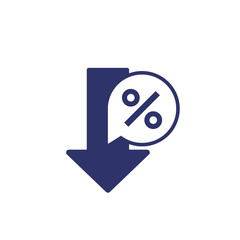 profit decrease icon on white