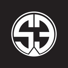 SE Logo monogram circle with piece ribbon style on black background