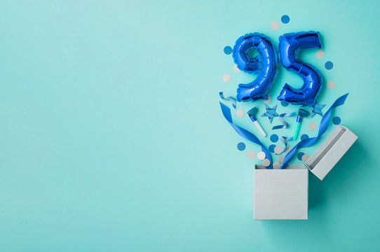 Number 95 birthday balloon celebration gift box lay flat explosion
