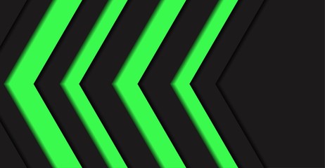 abstract green light arrow direction black blank space background