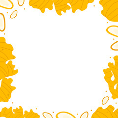 Cute cartoon vector card template, frame, border with ginger roots and slices.