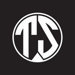 TS Logo monogram circle with piece ribbon style on black background