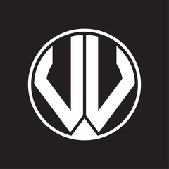 VV Logo monogram circle with piece ribbon style on black background