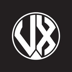 VX Logo monogram circle with piece ribbon style on black background
