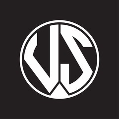VS Logo monogram circle with piece ribbon style on black background