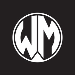 WM Logo monogram circle with piece ribbon style on black background