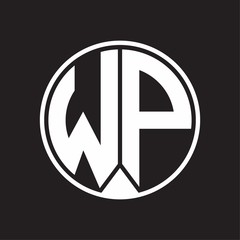 WP Logo monogram circle with piece ribbon style on black background