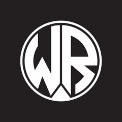 WR Logo monogram circle with piece ribbon style on black background