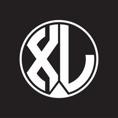 XL Logo monogram circle with piece ribbon style on black background