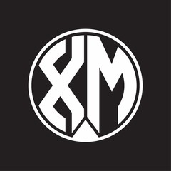 XM Logo monogram circle with piece ribbon style on black background