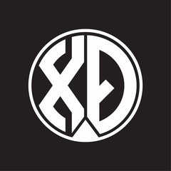 XQ Logo monogram circle with piece ribbon style on black background