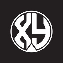 XY Logo monogram circle with piece ribbon style on black background