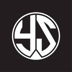 YS Logo monogram circle with piece ribbon style on black background