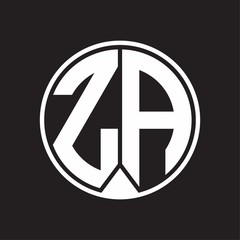 ZA Logo monogram circle with piece ribbon style on black background