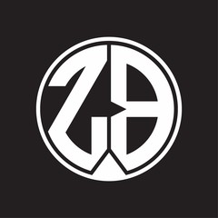 ZB Logo monogram circle with piece ribbon style on black background