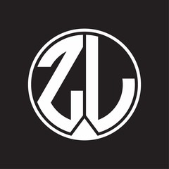 ZL Logo monogram circle with piece ribbon style on black background