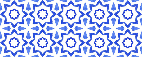 Islamic  ornament pattern design use for fashion design, decor, scrapbooking, fabric, ceramic, napkin print. Traditional Arabian style, blue  geometry of vintage mosaic .
