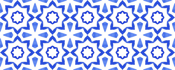 Islamic  ornament pattern design use for fashion design, decor, scrapbooking, fabric, ceramic, napkin print. Traditional Arabian style, blue  geometry of vintage mosaic .