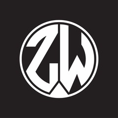 ZW Logo monogram circle with piece ribbon style on black background