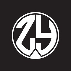 ZY Logo monogram circle with piece ribbon style on black background